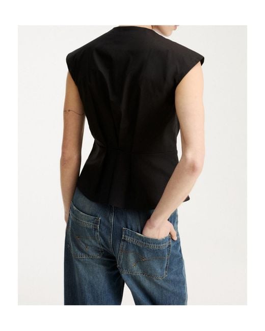 Marella Black Sleeveless Poplin Top
