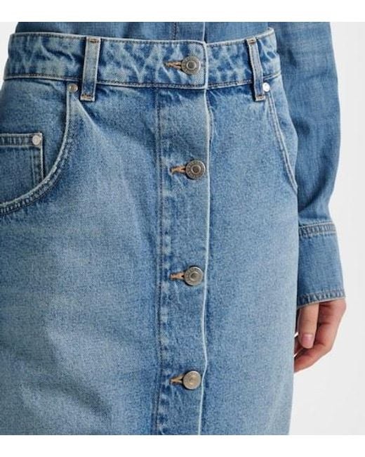 Stella McCartney Blue Chain-Detail Denim Midi Skirt