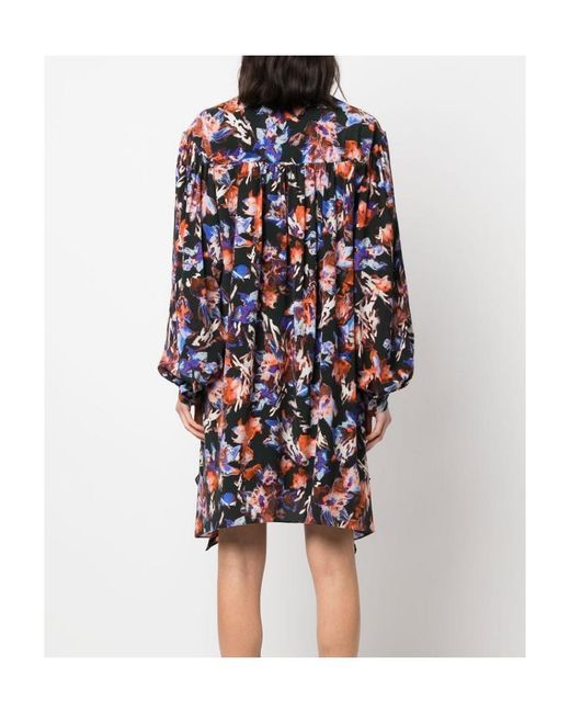 IRO Blue V-Necked Floral Dress