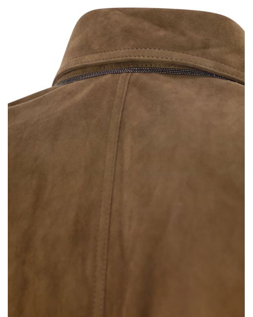 Brunello Cucinelli Green Bead-Embellished Leather Shirt