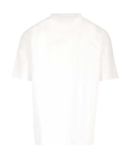 Palm Angels White Logo Printed Crewneck T-Shirt for men