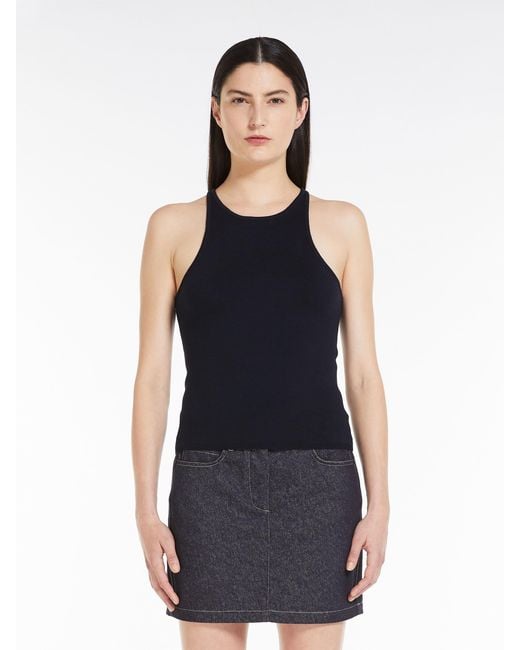 Max Mara Black Crewneck Sleeveless Top