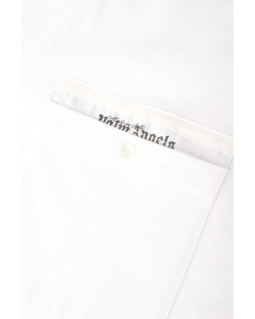 Palm Angels White Sartorial Tape Logo Detailed Polo Shirt for men