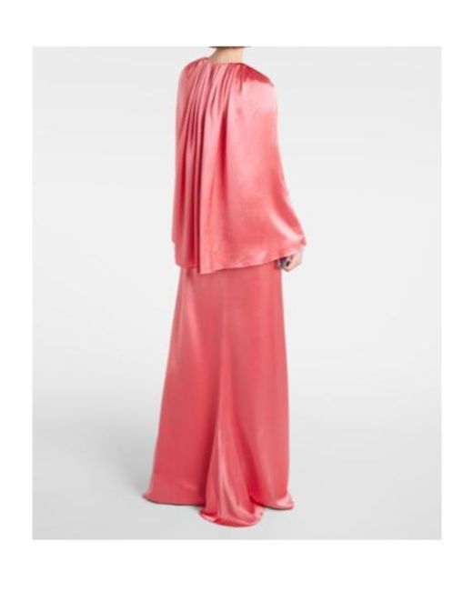 Monique Lhuillier Red Caped Silk Satin Gown