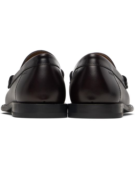 Boss Black Leather Penny Trim Loafers for men