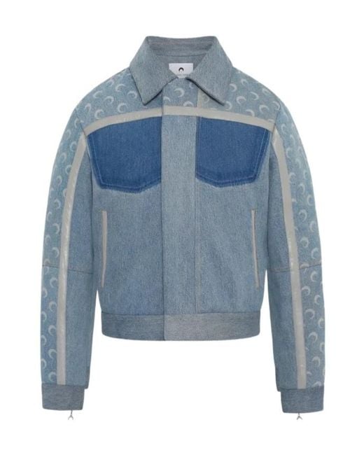 MARINE SERRE Blue Moon-Print Panelled Jacket for men