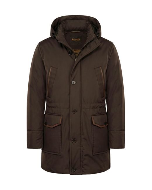 Moorer Brown Long-Sleeve Hooded Padded Jacket for men