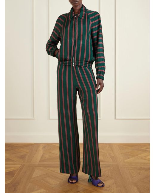 Dries Van Noten Green Vinnia Striped Casual Jacket