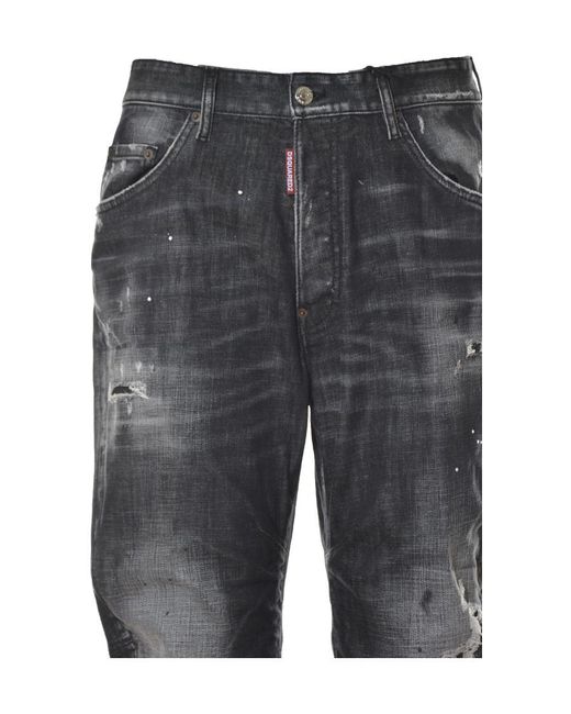 DSquared² Gray Logo-Patch Denim Jeans for men