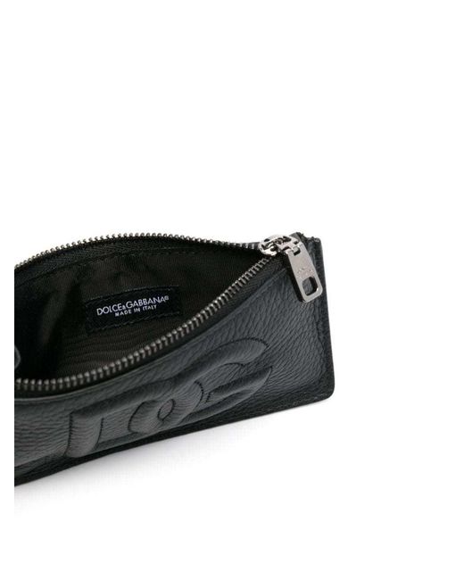 Dolce & Gabbana Black Logo-Embossed Card Holder for men