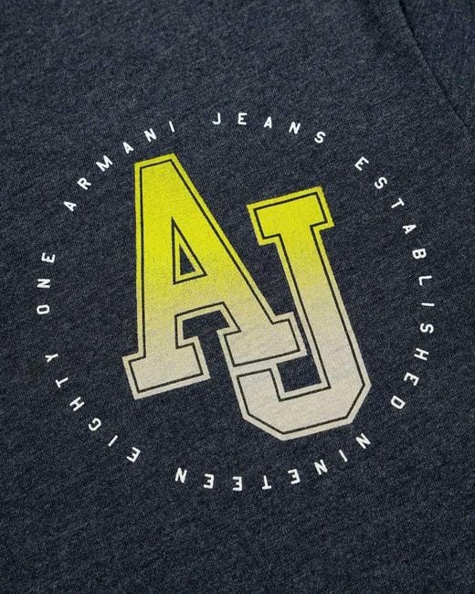 Armani Jeans Blue Round-Necked Logo T-Shirt for men