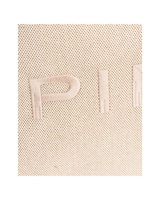 Pinko Natural Logo Embroidered Frayed-Edge Tote Bag