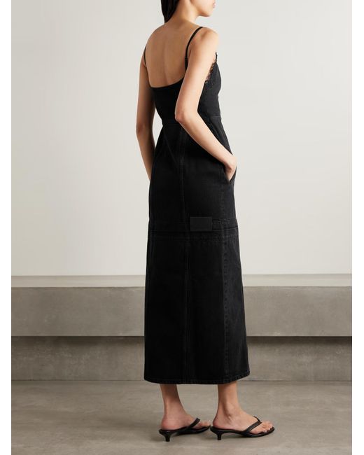 Stella McCartney Black Lace-Trimmed Denim Dress