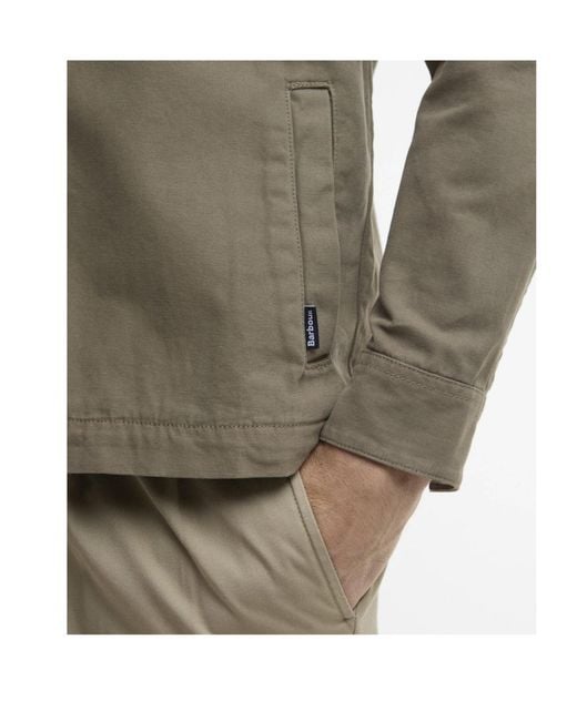 Barbour Green Washed Cotton Overshirt for men