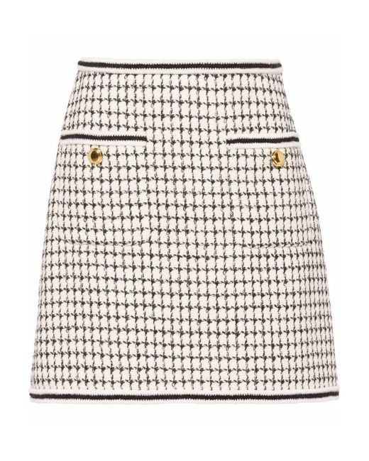 Miu Miu White Checked Tweed Skirt