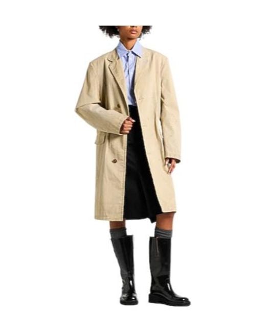 MM6 by Maison Margiela Natural Tie-Dye Twill Long-Sleeve Coat