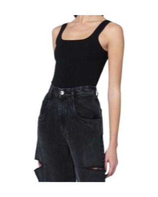 Entire studios Black Square-Neck Fitted Top