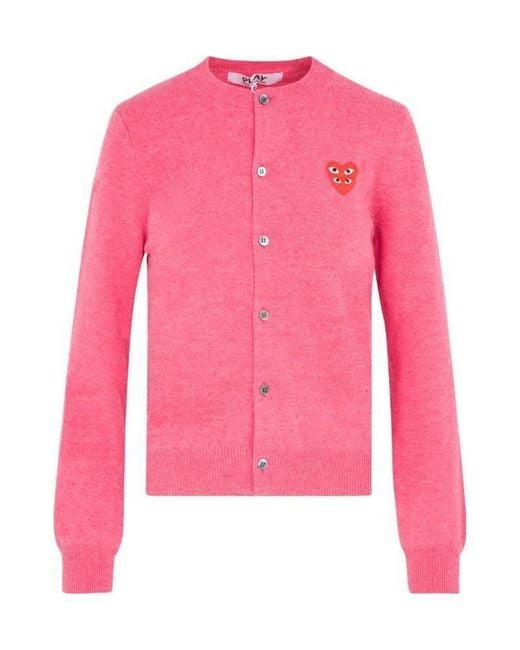 Comme des Garçons Pink Overlapping Heart Wool Cardigan