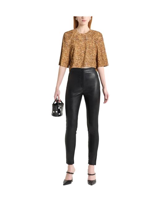 Isabel Marant Brown Crew-Neck Cropped Top