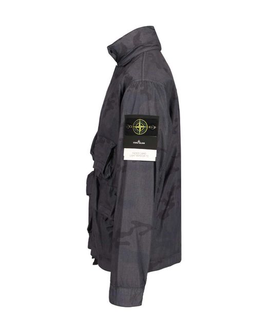 Stone Island Gray Faded Camo Ripstop Jacket for men