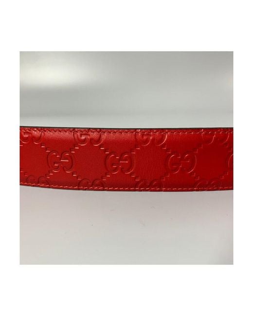 Gucci Red Logo Printed Belt