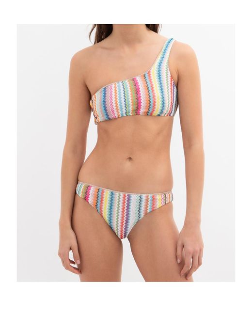 Missoni White One-Shoulder Zigzag Bikini Set