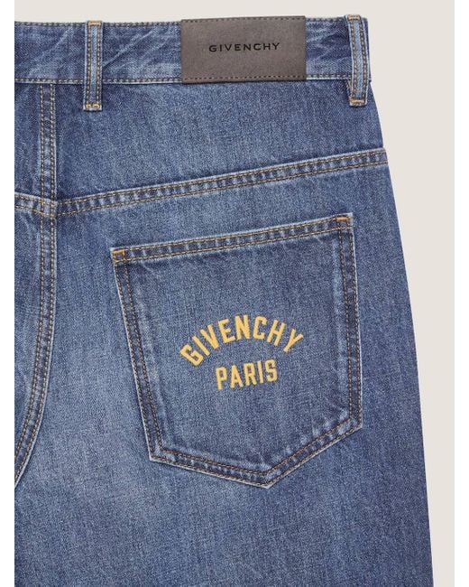 Givenchy Blue Logo Embroidered Straight Leg Jeans for men