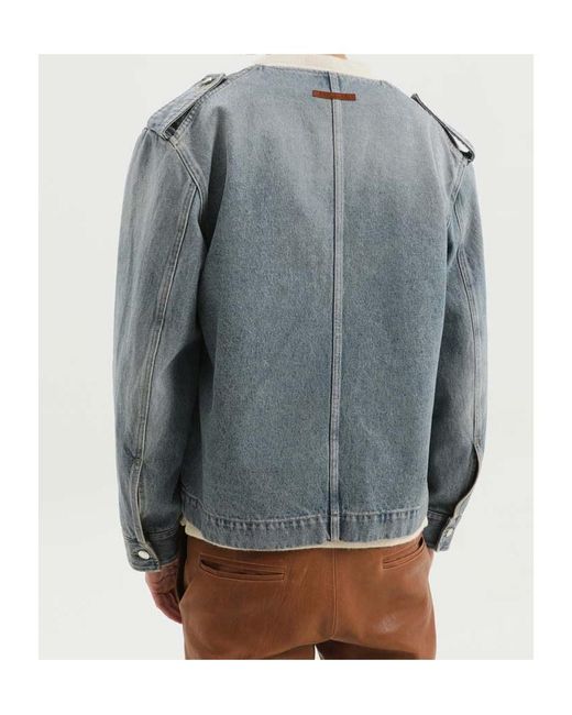 1989 STUDIO Gray Panelled Denim Jacket for men