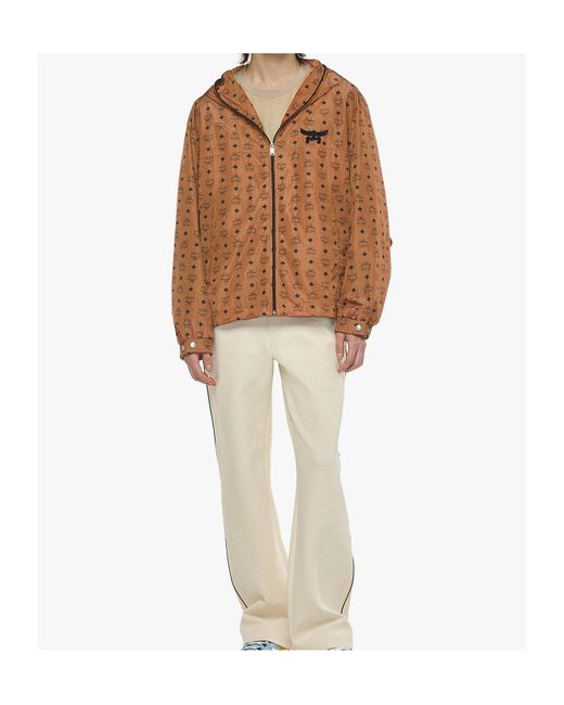 MCM Brown Monogram-Printed Zipped Hooded Jacket for men