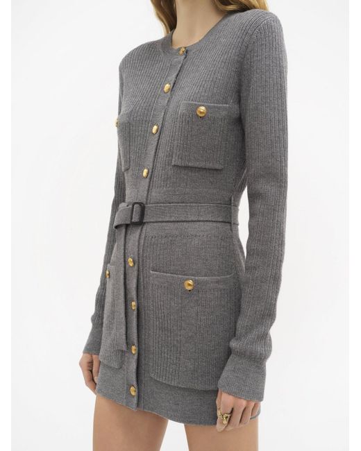 Chloé Gray Chloé Fitted Knit Long Cardigan