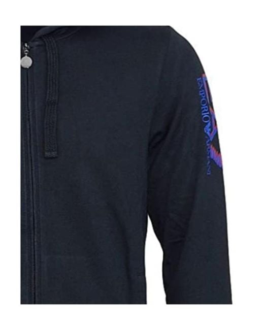 EA7 Blue Hooded Casual Jacket for men