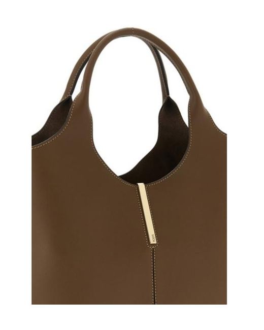 Tod's Brown Logo Engraved Small Shopper Bag