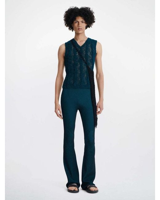 Dion Lee Blue Angled Ribbed Flared Trousers for men
