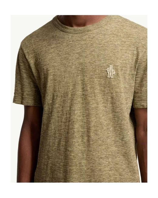 Moncler Green Grenoble Logo-Patch Crewneck T-Shirt for men