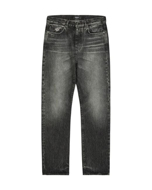 Versace Gray Straight-Leg Jeans for men