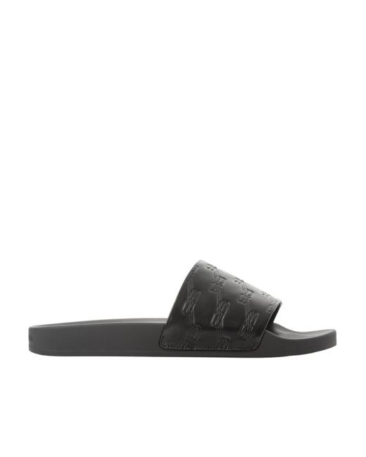 Balenciaga White Bb-Monogram Leather Pool Slides for men