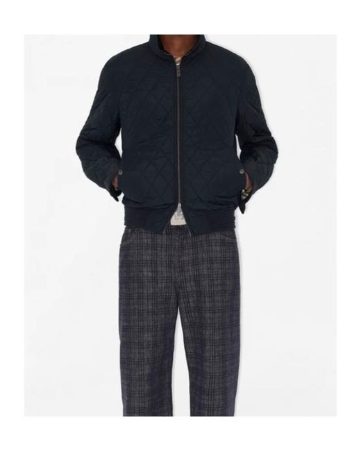Burberry Blue Quilted Zip-Up Jacket for men