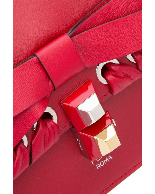 Fendi Red Kan I Bowknot Calfskin Shoulder Bag