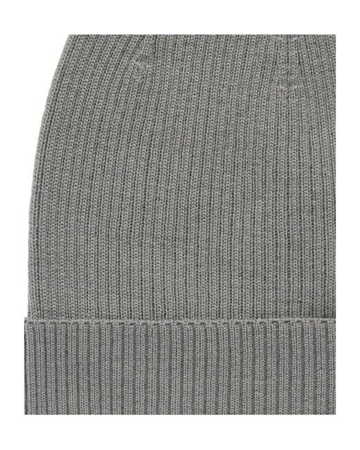 Rick Owens Gray Temple Wool Knit Hat for men