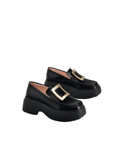 Roger Vivier Black Viv' Rangers Metal Buckle Loafers