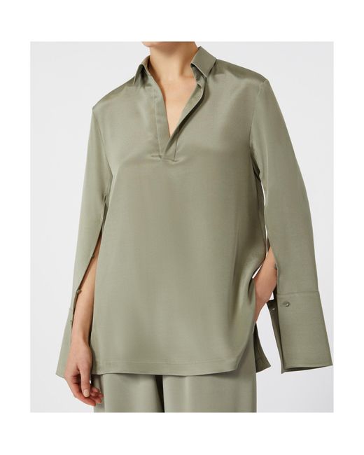 Max Mara Green Dover V-Neck Long-Sleeved Top