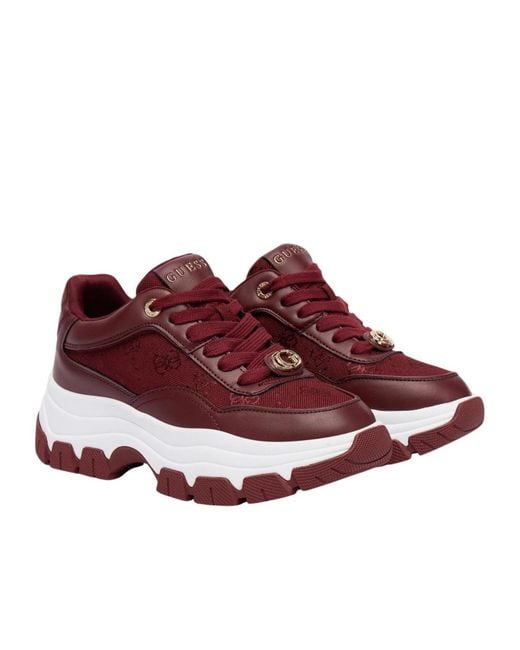 Guess Purple Logo-Plaque Chunky-Sole Sneakers