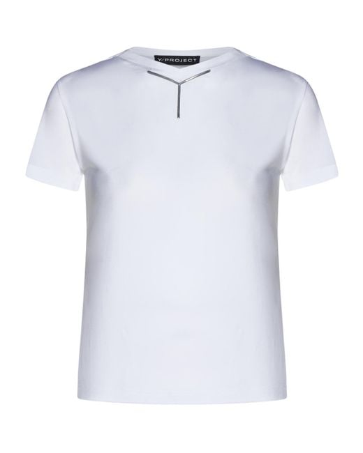 Y. Project White Y Detailed Crewneck T-Shirt