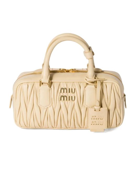 Miu Miu Natural Arcadie Matelassé Nappa Leather Bag