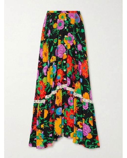 Gucci Green X Ken Scott Floral Printed Skirt