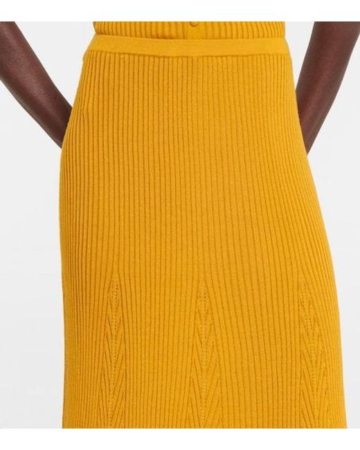 Gabriela Hearst Yellow Knitted Midi Skirt