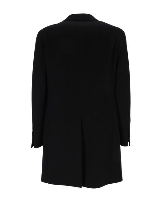 Tagliatore Black Single-Breasted Tailored Coat for men