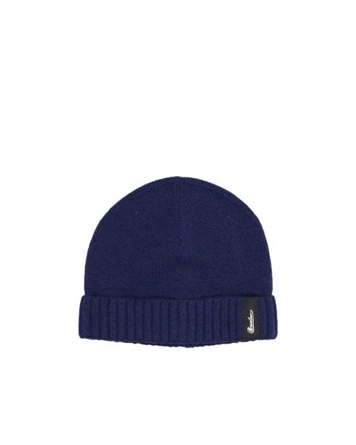 Borsalino Blue Logo-Patch Cashmere Beanie for men
