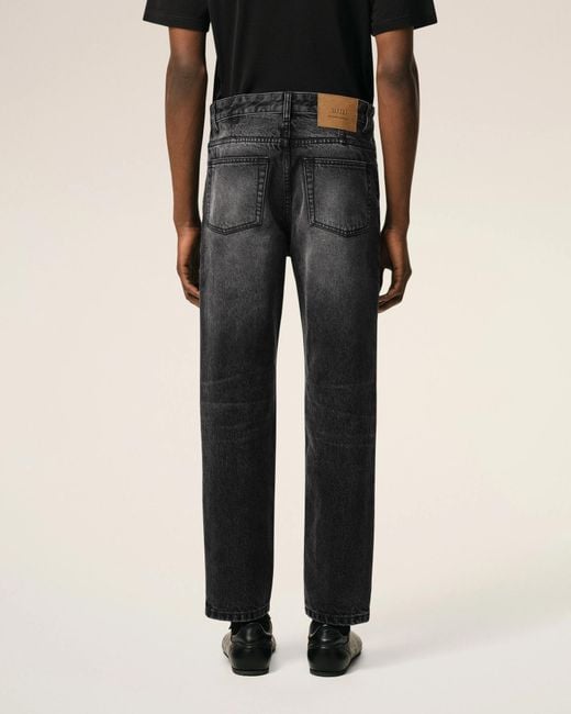 AMI Black Buttoned Cotton Jeans for men