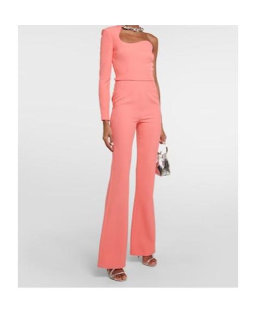 Safiyaa Red Jonal One-Shoulder Crêpe Jumpsuit